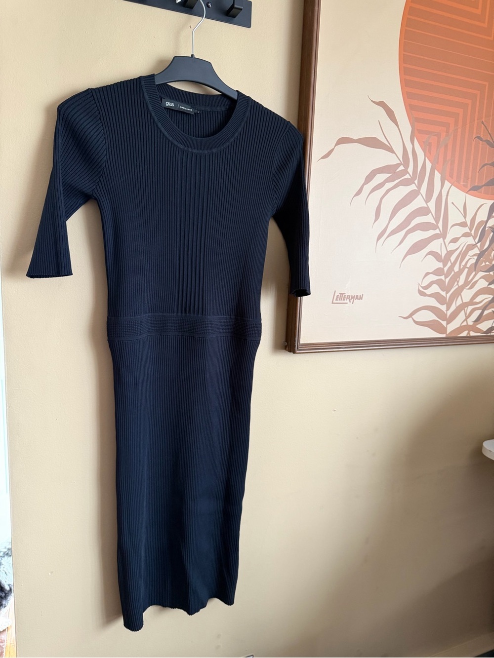 GSUS Amsterdam Black Ribbed Knit Midi Dress - Picture 2 of 10